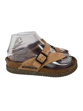 Mephisto Helen Sandals Beige Suede Cork Comfort Walking Travel Euro 36